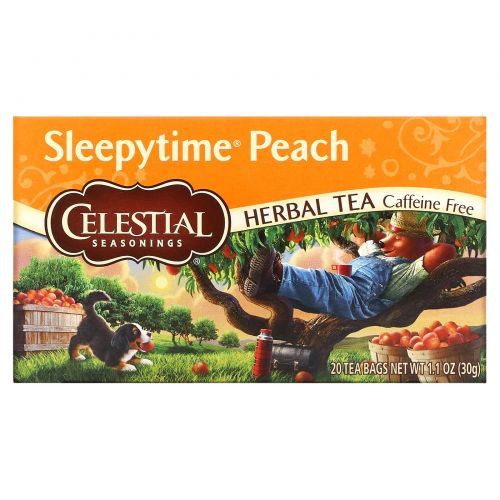 Celestial Seasonings, Травяной чай без кофеина, Сонный персик, 20 чайных пакетиков, 1,0 унции (29 г)