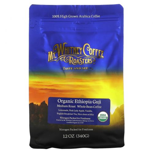 Mt. Whitney Coffee Roasters, Органический Эфиопия Гуджи, средней обжарки, кофе в зернах, 340 г (12 унций)