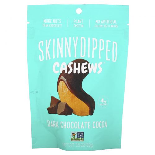 SkinnyDipped, Skinny Dipped Cashews, Dark Chocolate Cocoa, 3.5 oz (99g)