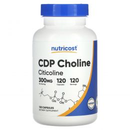 Nutricost, CDP Choline, цитиколин, 300 мг, 120 капсул