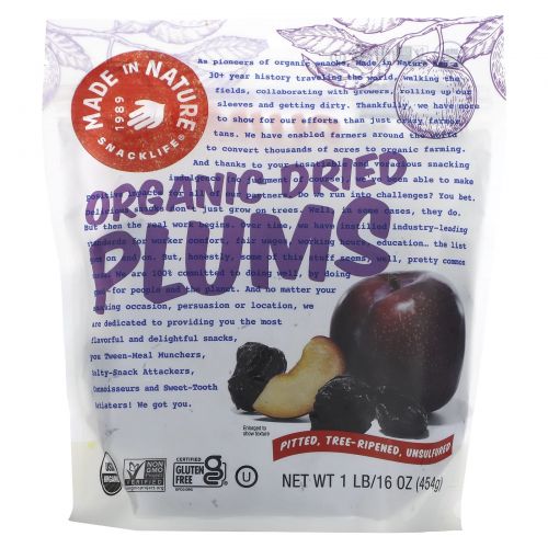Made in Nature, Organic Dried Plums, Well Pruned Supersnacks, 16 oz (454 g)