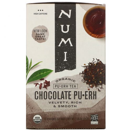 Numi Tea, Органический, шоколадный Пу•Эр, 16 пакетиков, 1,24 унции (35,2 г)