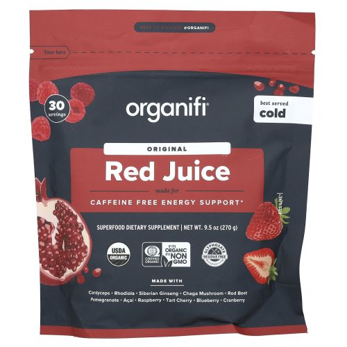 Organifi, Original Red Juice, без кофеина, 283,5 г (10 унций)