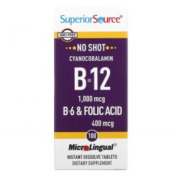 Superior Source, Cyanocobalamin B-12, 1,000 mcg, 100 Instant Dissolve Tablets