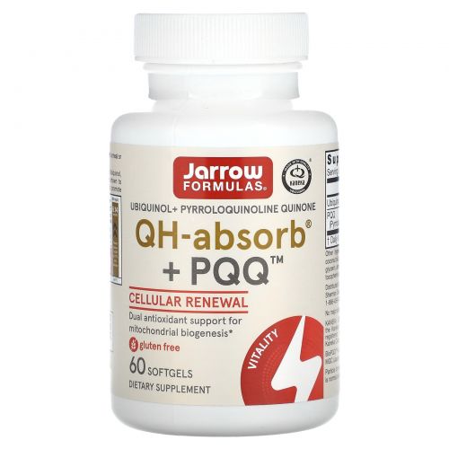 Jarrow Formulas, Убихинол, QH+ PQQ, 60 желатиновых капсул