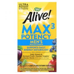 Nature's Way, Alive!, Max3 Daily, максимальная мужская энергия, 90 таблеток