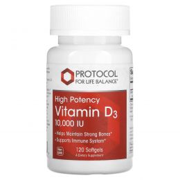 Protocol for Life Balance, Vitamin D-3, 10,000 IU, 120 Softgels