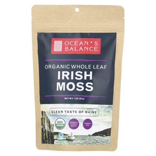Ocean's Balance, органический цельный лист ирландского мха, 28 г (1 унция)