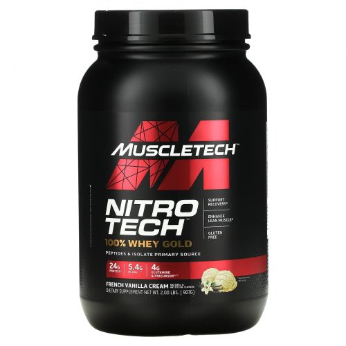 Muscletech, Nitro Tech, 100% сыворотка Gold, французский ванильный крем, 2,5 фунта (1,13 кг)