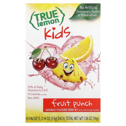 True Citrus, True Lemon, смесь для детских напитков, фруктовый пунш, 10 пакетиков по 3,9 г (0,14 унции)
