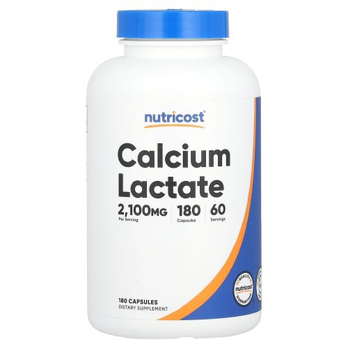 Nutricost, лактат кальция, 2100 мг, 180 капсул (700 мг в 1 капсуле)