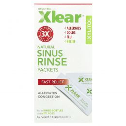 Xlear, Natural Sinus Rinse в пакетиках, быстрое облегчение, 50 шт., По 6 г