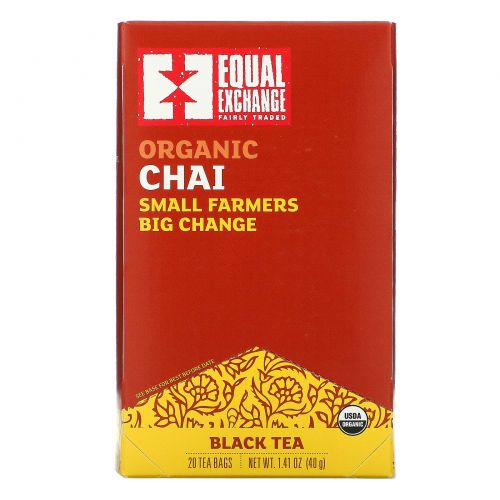 Equal Exchange, Organic Chai Black Tea, 20 Tea Bags, 1.41 oz (40 g)