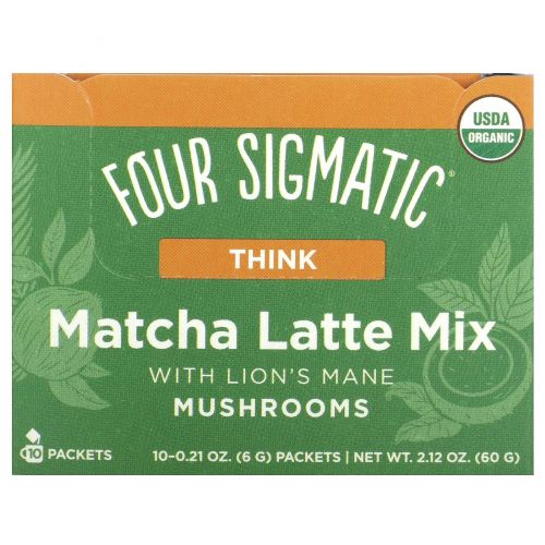 Four Sigmatic, Mushroom Matcha Latte Mix, 10 Packets, 0.21 oz (6 g) Each