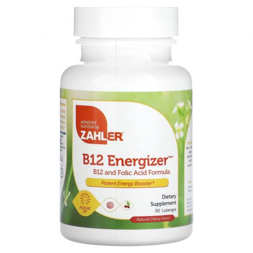 Zahler, B12 Energizer, витамин B12 и фолиевая кислота, с натуральным вишневым вкусом, 90 пастилок