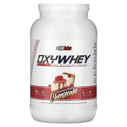 EHPlabs, OxyWhey, Lean Wellness Protein, со вкусом малинового мраморного чизкейка, 880 г (1,94 фунта)