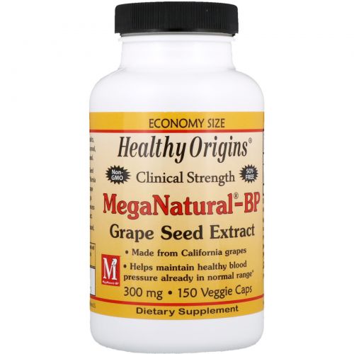 Healthy Origins, Экстракт виноградных косточек MegaNatural-BP, 300 мг, 150 вегетарианских капсул