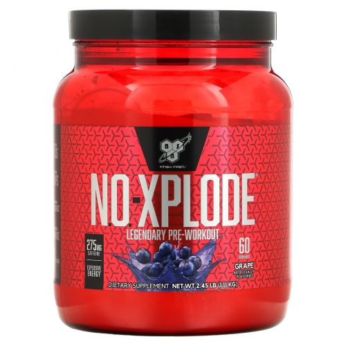 BSN, N.O.-Xplode, предварительное зажигание, виноград, 2,45 фунтов (1,11 кг)