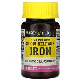 Mason Natural, Медленное высвобождение железа, высокая эффективность, 60 таблеток