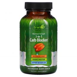 Irwin Naturals, Carb Blocker, блокатор углеводов 3-в-1, максимальный эффект, 75 капсул с жидкостью