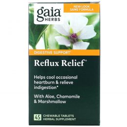 Gaia Herbs, Reflux Relief, 45 жевательных таблеток