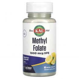 KAL, Methyl Folate, Lemon, 1000 mcg, 60 Micro Tablets