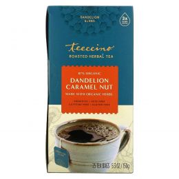 Teeccino, Травяной кофе, средней обжарки, одуванчик, карамель и орех без кофеина, 25 пакетиков, 5,3 унции (150г)