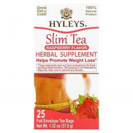 Hyleys Tea, Slim Tea, Raspberry Flavor, 25 Foil Envelope Tea Bags, 1.32 oz (37.5 g)