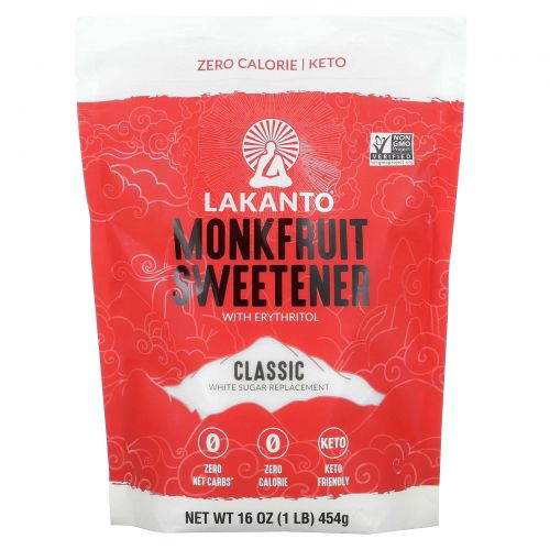 Lakanto, Monkfruit Sweetener with Erythritol, Classic, 1 lb (454 g)