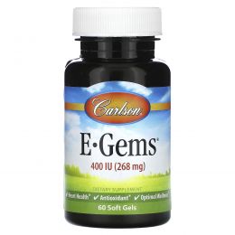 Carlson, E-Gems, 400 МЕ (268 мг), 60 мягких таблеток