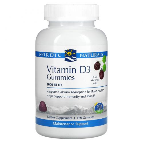 Nordic Naturals, Vitamin D3, Wild Berry, 1000 IU, 120 Gummies