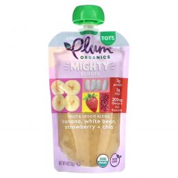 Plum Organics, Mighty Protein & Fiber, Banana, White Bean, Strawberry, Chia, Tots, 4 oz (113 g)