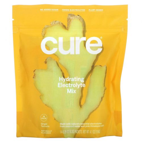 Cure Hydration, Hydration Mix, Golden Hour Ginger Turmeric, 14 Packs, 0.34 oz (9.5 g) Each