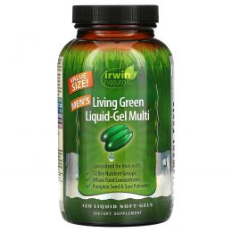 Irwin Naturals, Men's Living Green Liquid-Gel Multi, 120 жидких гелевых капсул