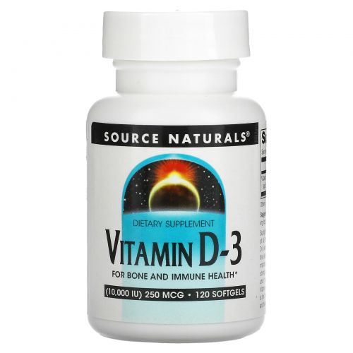 Source Naturals, Vitamin D-3, 10,000 IU, 120 Softgels