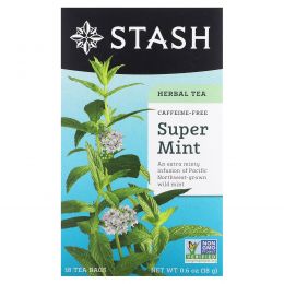 Stash Tea, Herbal Tea, Super Mint, без кофеина, 18 чайных пакетиков, 18 г (0,6 унции)