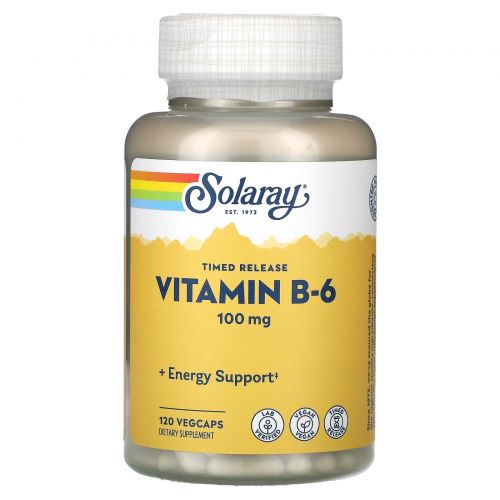Solaray, Витамин B6, 100 мг, 120 вегетарианских капсул