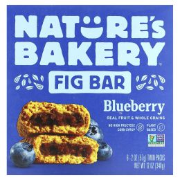 Nature's Bakery, Инжирный батончик, голубика, 6 двойных пакетиков по 57 г (2 унции)