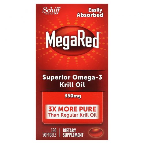 Schiff, MegaRed, превосходное масло криля с омега-3, 350 мг, 130 мягких таблеток