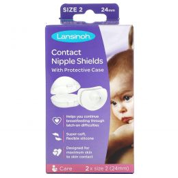 Lansinoh, Contact Nipple Shields with Case, 24 mm, 2 Pack