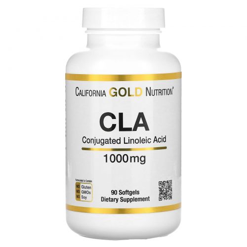 California Gold Nutrition, КЛК, конъюгированная линолевая кислота, 1000 мг, 90 мягких таблеток