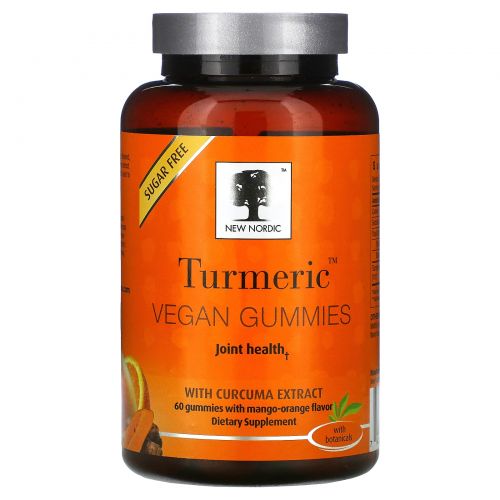 New Nordic, Turmeric Vegan Gummies with Curcuma Extract, Mango-Orange, 60 Gummies