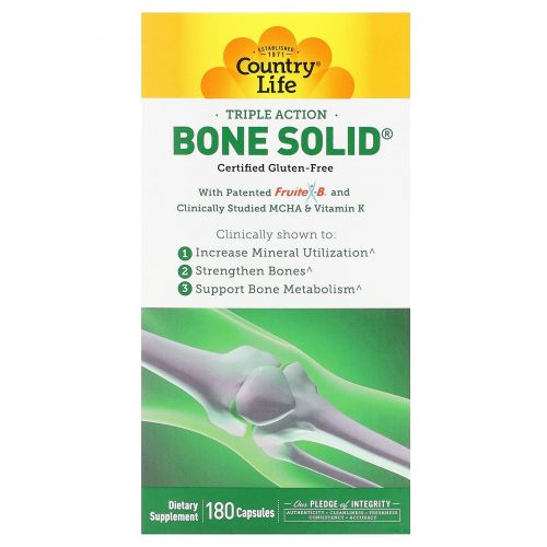 Country Life, Triple Action Bone Solid, 180 капсул