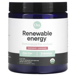 Ora, Renewable Energy, Performance Pre-Workout, Raspberry Lemonade, 0.44 lbs (200 g)