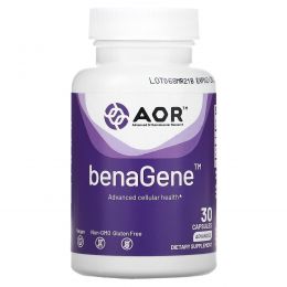 Advanced Orthomolecular Research AOR, Advanced Series, антивозрастная добавка benaGene, 30 капсул