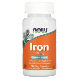 Now Foods, Iron, 18 мг, 120 вегетарианских капсул