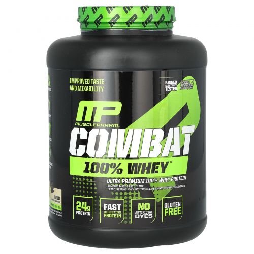 MusclePharm, Combat, 100% сывороточный протеин, со вкусом ванили, 2240 г (5 фунтов)