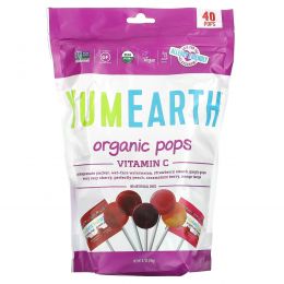 YumEarth, Organic, шипучие конфеты с витамином С, ассорти вкусов, 40 конфет, 8,5 унции (245 г)