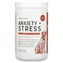 Chew + Heal, Anxiety + Stress, для собак, 60 жевательных таблеток, 132 г (4,6 унции)