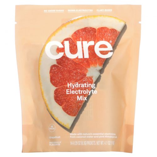 Cure Hydration, смесь электролитов для гидратации, грейпфрут, 14 пакетиков по 8,3 г (0,29 унции) каждый